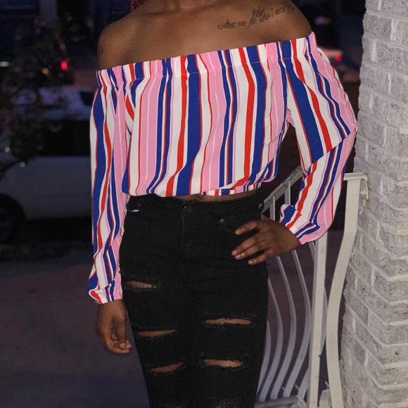 Multicolor off the shoulder top - Picture 2 of 3